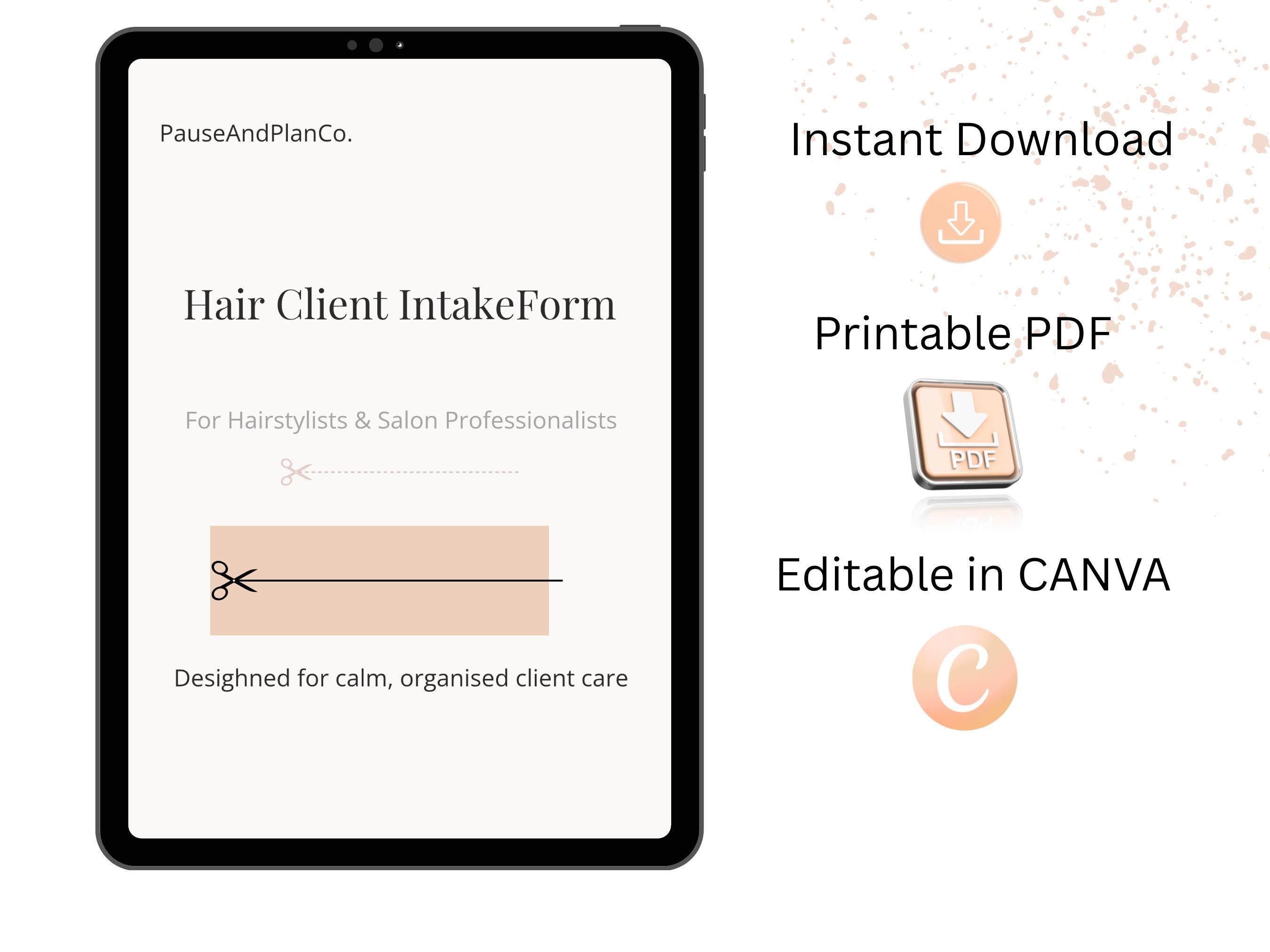 Hair Client Intake Form Bundle, Salon Consultation Forms, Hair Stylist ...