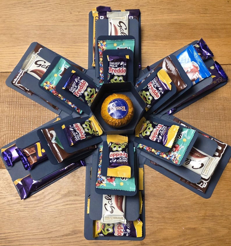 Chocolate Exploding Gift Box – One Gift. Every Occasion. Total Wow Factor. Blue Hexagon