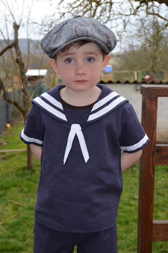 Vintage Style Linen Sailor Suit for Boys Etsy