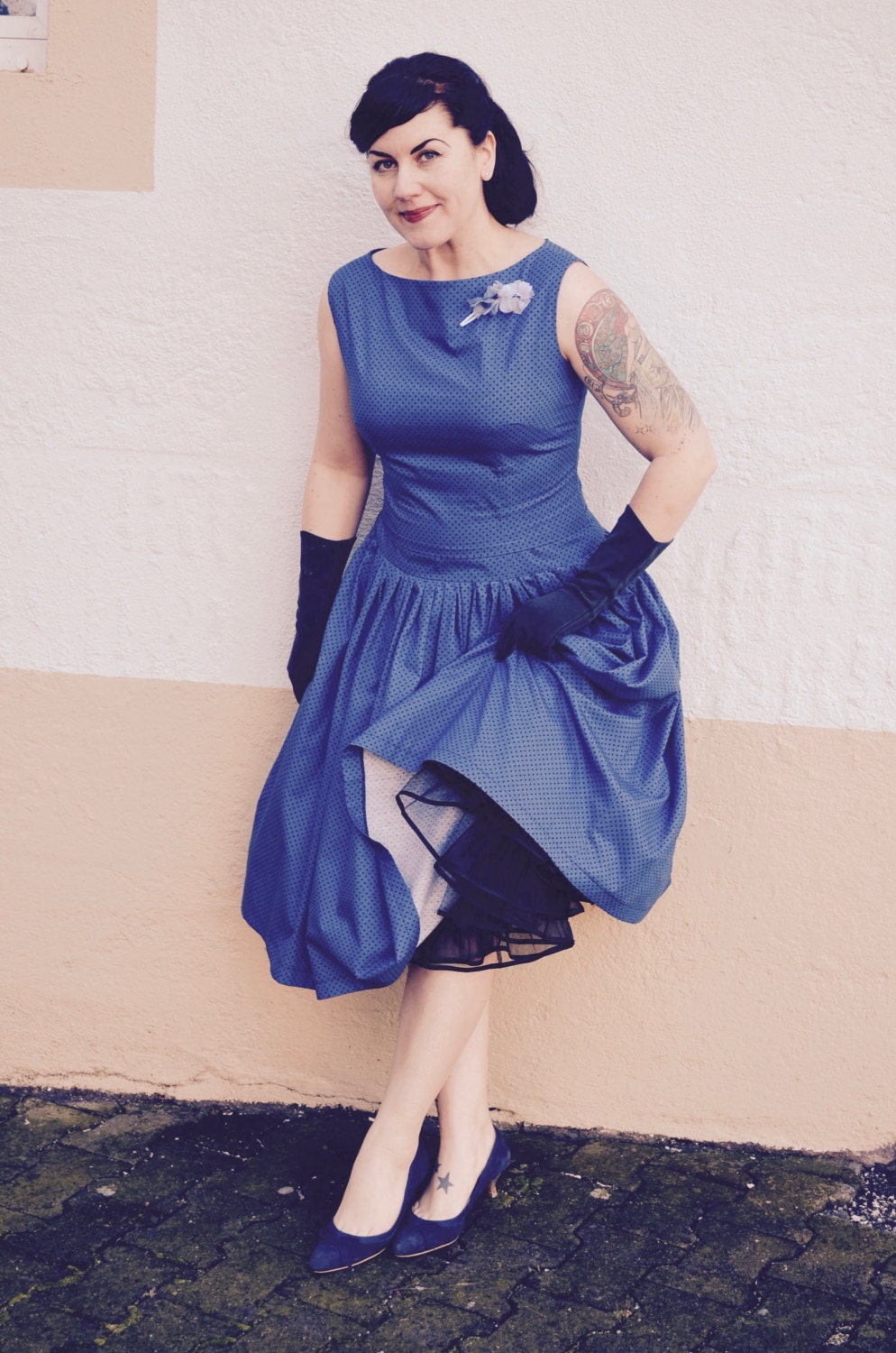 Swing dress with bolero jacket 'Polka dot' | Etsy