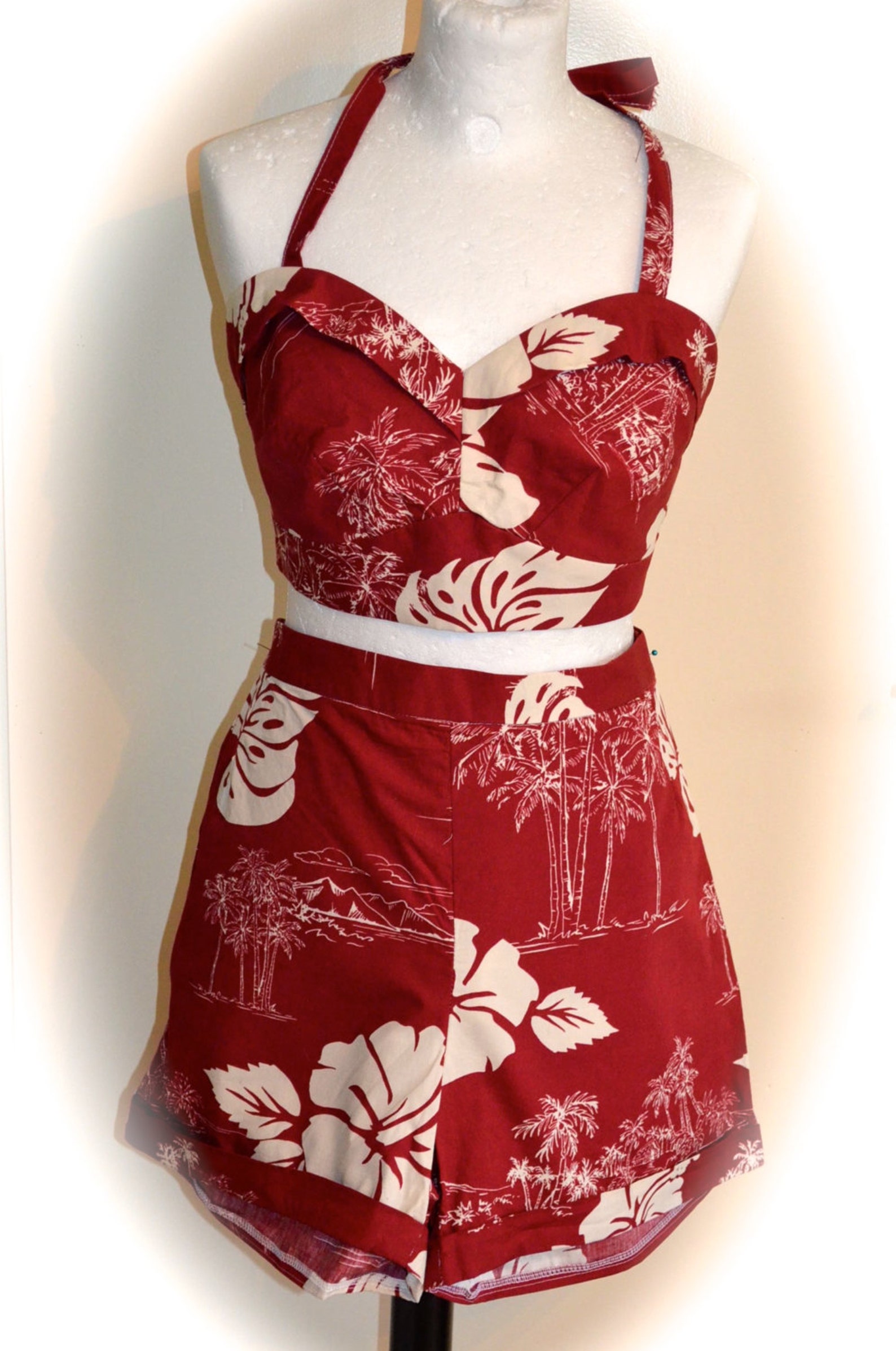 1940s Swimsuit 2 Piece/pin up Hawaiian Bikini Etsy