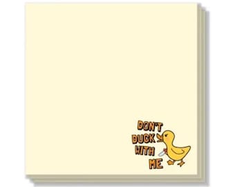 Don't Duck With Me Sticky Notes, Witty Office Supplies, Funny Stationery, Silly Notepads