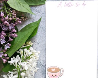 A Latte To Do Notepad, Pink Stationery, Coffee Themed List, Gift For Coffee Lovers