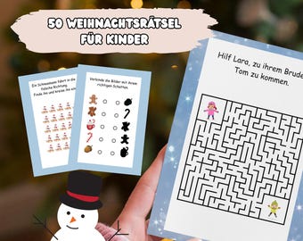 50 pages of A4 Christmas puzzles for children | Coloring pages, mazes & games to print | Christmas activities PDF A4