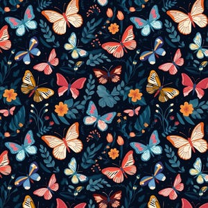 Colorful Butterfly Pattern Cotton Fabric - Personalized Pattern Cotton Fabric - Quilt Fabric - Sold by Half Yard