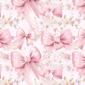 Elegant Pink Bow Floral Pattern Cotton Fabric - Personalized Pattern Cotton Fabric - Quilt Fabric - Sold by Half Yard