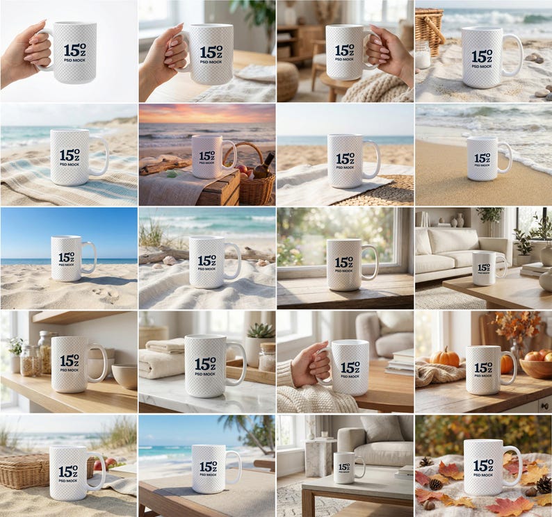 May include: A white ceramic mug with a black handle and the text "But First, Coffee" in a bold, black font. The mug is set against a blurred background, suggesting a cozy setting.