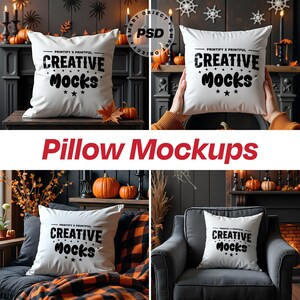 Halloween Pillow Mockup: Spooky Home Decor Designs (PSD & JPEG)