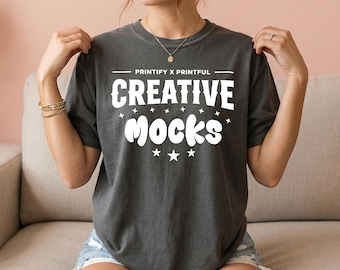 Comfort Colors 1717 Pepper T-Shirt Mockup, Realistic Lifestyle Apparel (Digital Download)