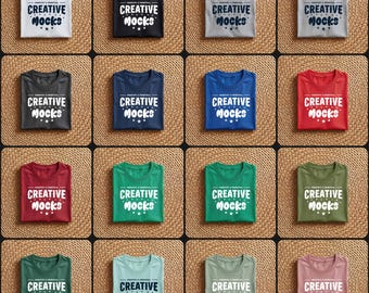Gildan 5000 Folded T-Shirt Mockups, 35 Boho Colors (Digital Download)
