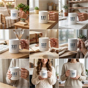 Mug Mockup Bundle, 150 PSD Files, 11oz 15oz Ceramic Coffee Mug Canva Mockup, Full Wrap Sublimation image 13
