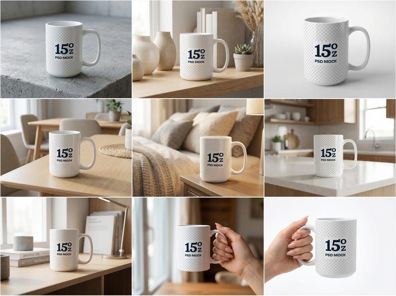 May include: A white ceramic mug with a black handle and the text "But First, Coffee" in a bold, black font. The mug is set against a blurred background, highlighting its clean design.