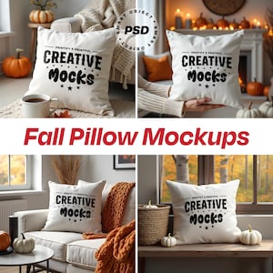 Fall Pillow PSD Mockup Bundle, Thanksgiving Decor