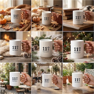 Mug Mockup Bundle, 150 PSD Files, 11oz 15oz Ceramic Coffee Mug Canva Mockup, Full Wrap Sublimation image 7