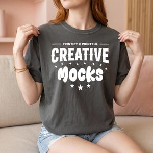 Comfort Colors 1717 Pepper Shirt Mockup, Cropped Face Torso Mockup PSD Canva, Minimalist T Shirt Mockup, Lifestyle Tee Mockup