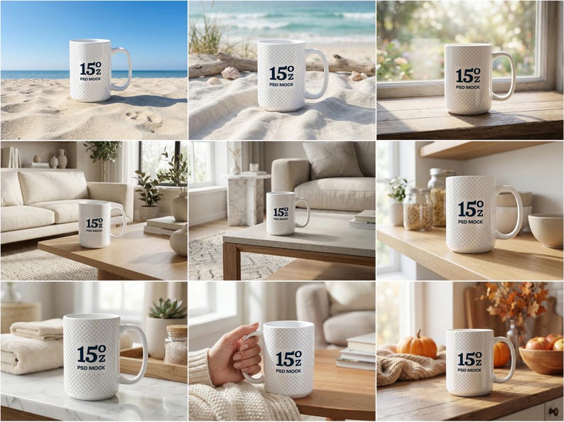 May include: A white ceramic mug with a black handle and the text "But First, Coffee" in a bold, black font. The mug is set against a blurred background, suggesting a cozy setting. The mug appears to be approximately 4 inches tall.