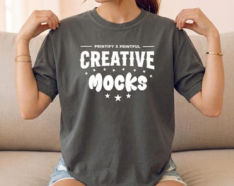 Comfort Colors 1717 Pepper T-Shirt Mockup, Oversized Front View (Digital Download)