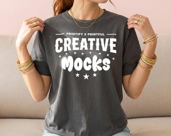 Comfort Colors 1717 Pepper Shirt Mockup, C1717 Tee Mockup PSD Canva, Premium Blank T Shirt Mockup, Lifestyle Apparel Mockup