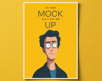 A4 Vertical Poster Mockup, Minimal PSD Wall Art Display (Digital Download)