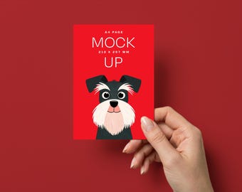 Hand Holding Vertical Card Mockup, A5 A6 PSD, Editable Background (Digital Download)