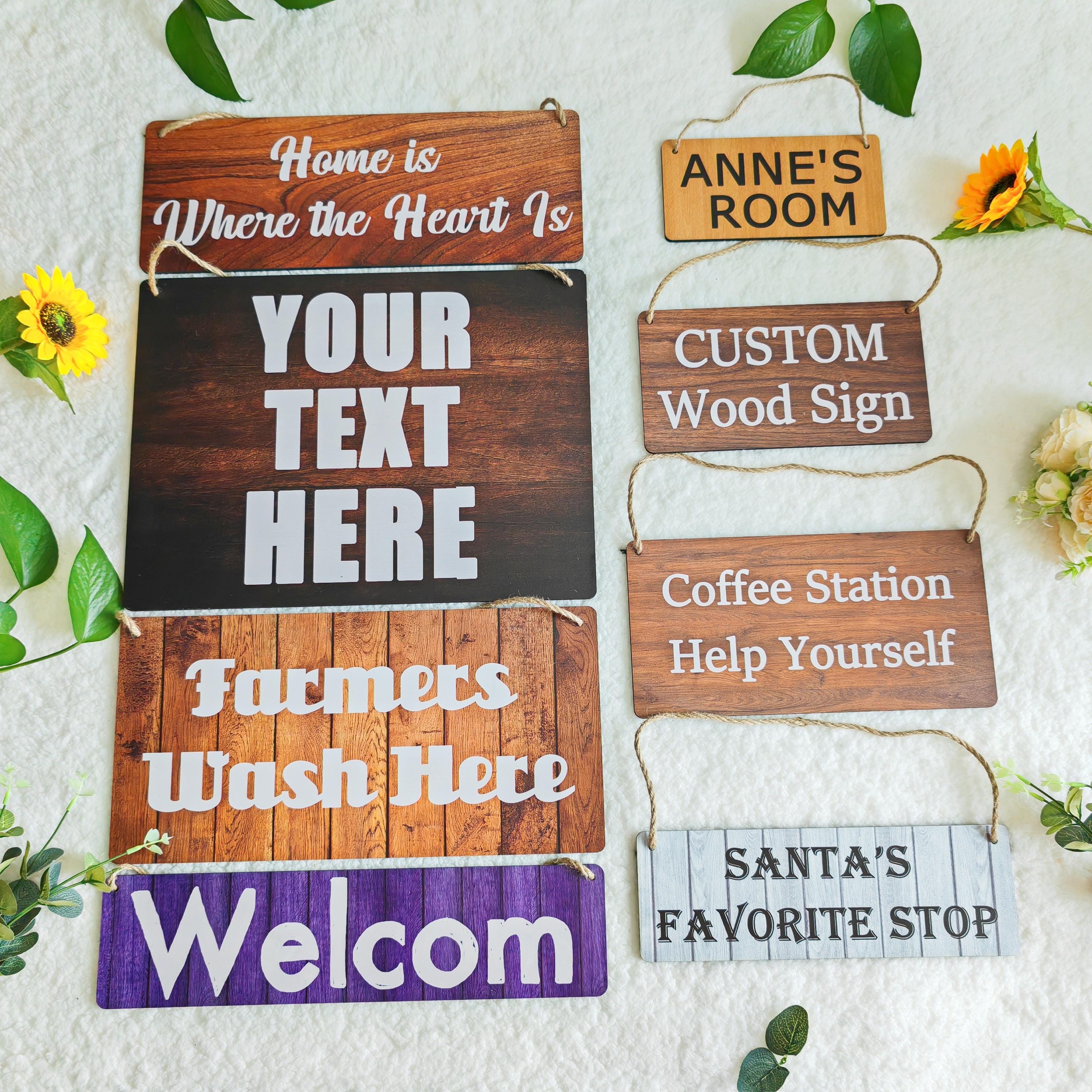 Personalized Wood Sign – Custom Text Rustic Farmhouse Wooden Signs ...