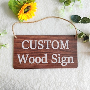 Personalized Wood Sign: Custom Text, Farmhouse Decor with Jute Rope