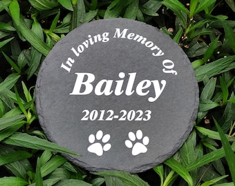 Personalized Dog Memorial Stone, Custom Pet Loss Gift for Cat Dog, Natural Garden Marker, Outdoor Indoor Pet Headstone, Bereavement Keepsake