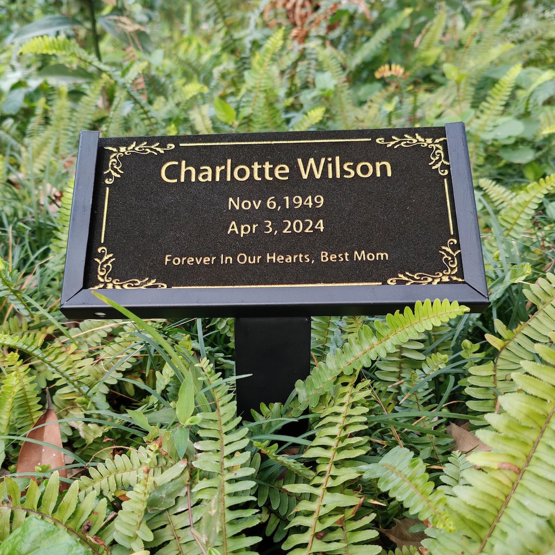 Custom Black Granite Headstone, Personalized Engraved Memorial for ...