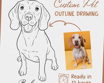 Custom Pet Line Art: Minimalist Dog/Cat Outline (Digital Portrait)