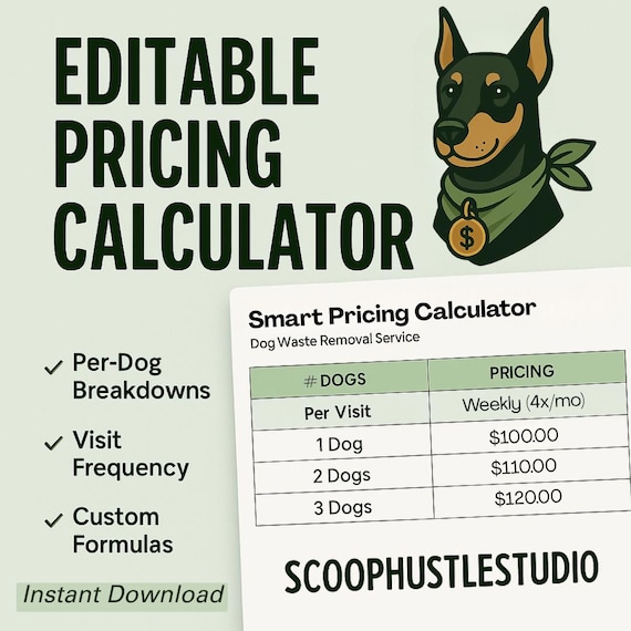 Smart Pricing Calculator for Pooper Scooper Business Editable