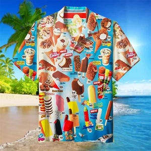 Summer Ice-cream Men Holiday Lapel Camisa Oversized Hawaiian Shirts 3d Print Fashion Men Women Beach Funny Blouse Tops Clothing