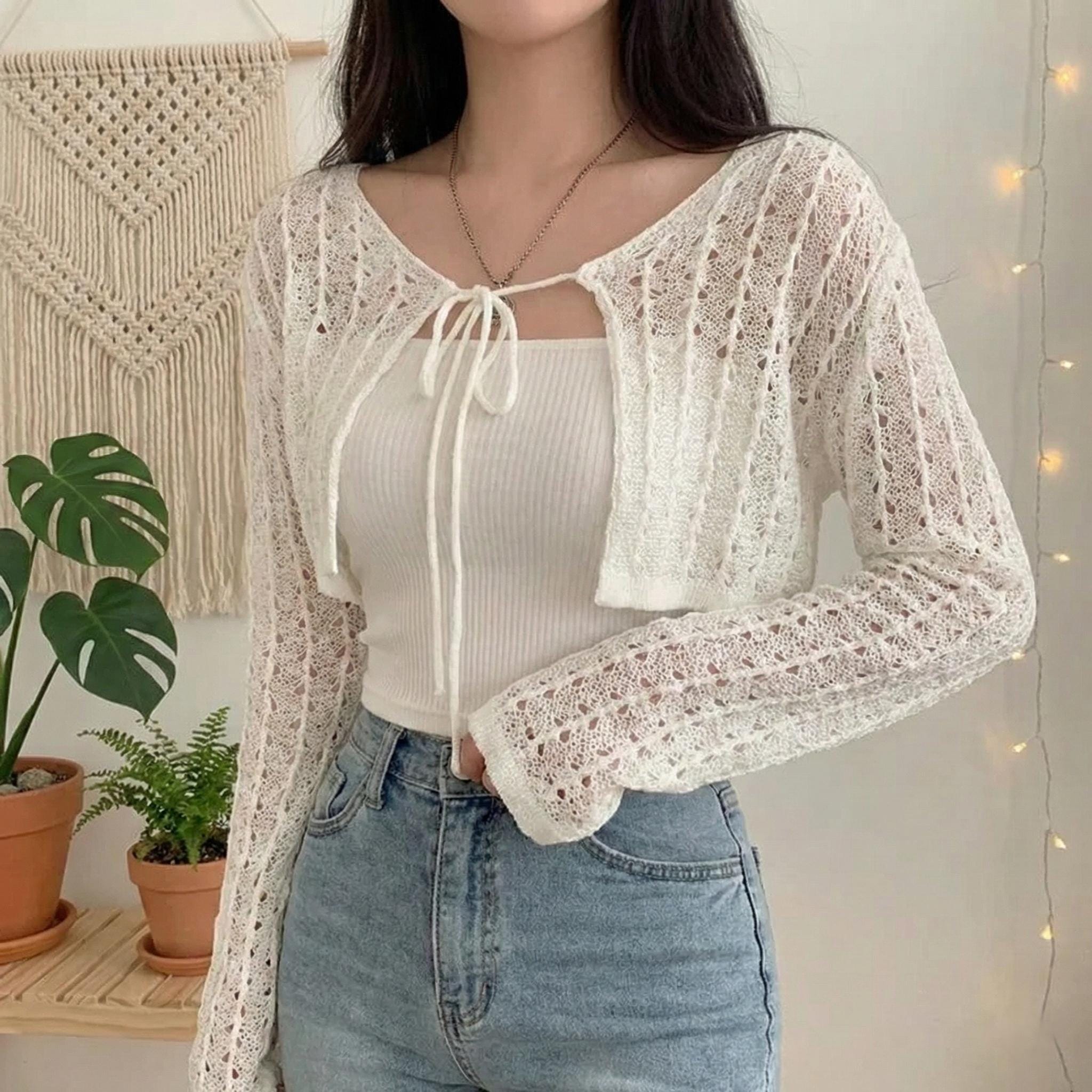 Sheer Tie Front Cardigan - Etsy