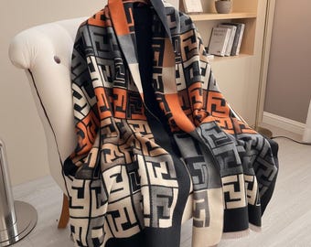Luxury Double-Sided Print Scarf Women Soft Warm Pashmina Winter Shawl Blanket Wrap
