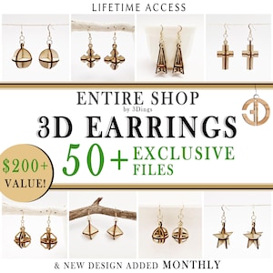 Wood Earrings SVG Whole Shop Bundle - Laser Cut Files - 50+ Unique 3D Designs - Mega Bundle - Free Updates - Life Access - Commercial Use
