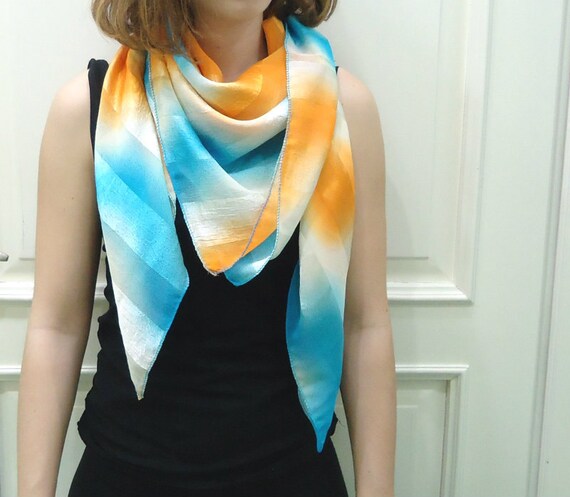 blue and orange hair scarf