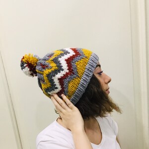 Hand knitted MULTICOLORED hat,slouchy beanie,handmade beanie,valentines day gift,woman hat,winter hat,hamd knitted beanie