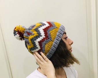 Hand knitted MULTICOLORED hat,slouchy beanie,handmade beanie,valentines day gift,woman hat,winter hat,hamd knitted beanie