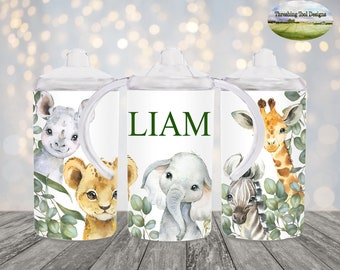 Kids Safari Sippy Cup Tumbler, Kids Sippy Cup, Personalized Sippy Cup