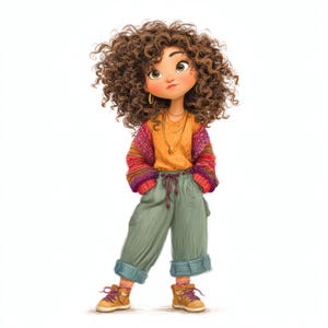 Ilustración de niña caprichosa: Arte infantil (JPG digital)