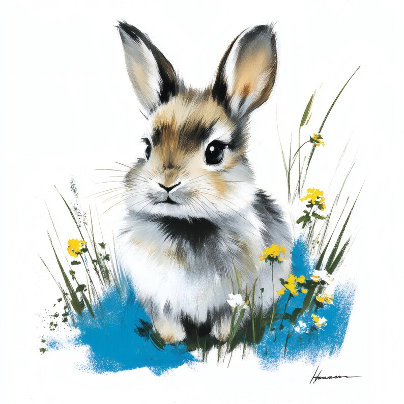 Watercolor Bunny Clipart, Cute Sitting Rabbit Illustration, Whimsical ...