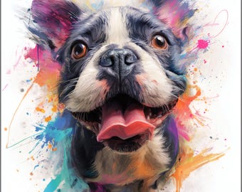 French Bulldog Wall Art Printable, Colorful Dog Pop Art Digital Download, Modern Pet Decor, Frenchie Gift for Dog Lovers