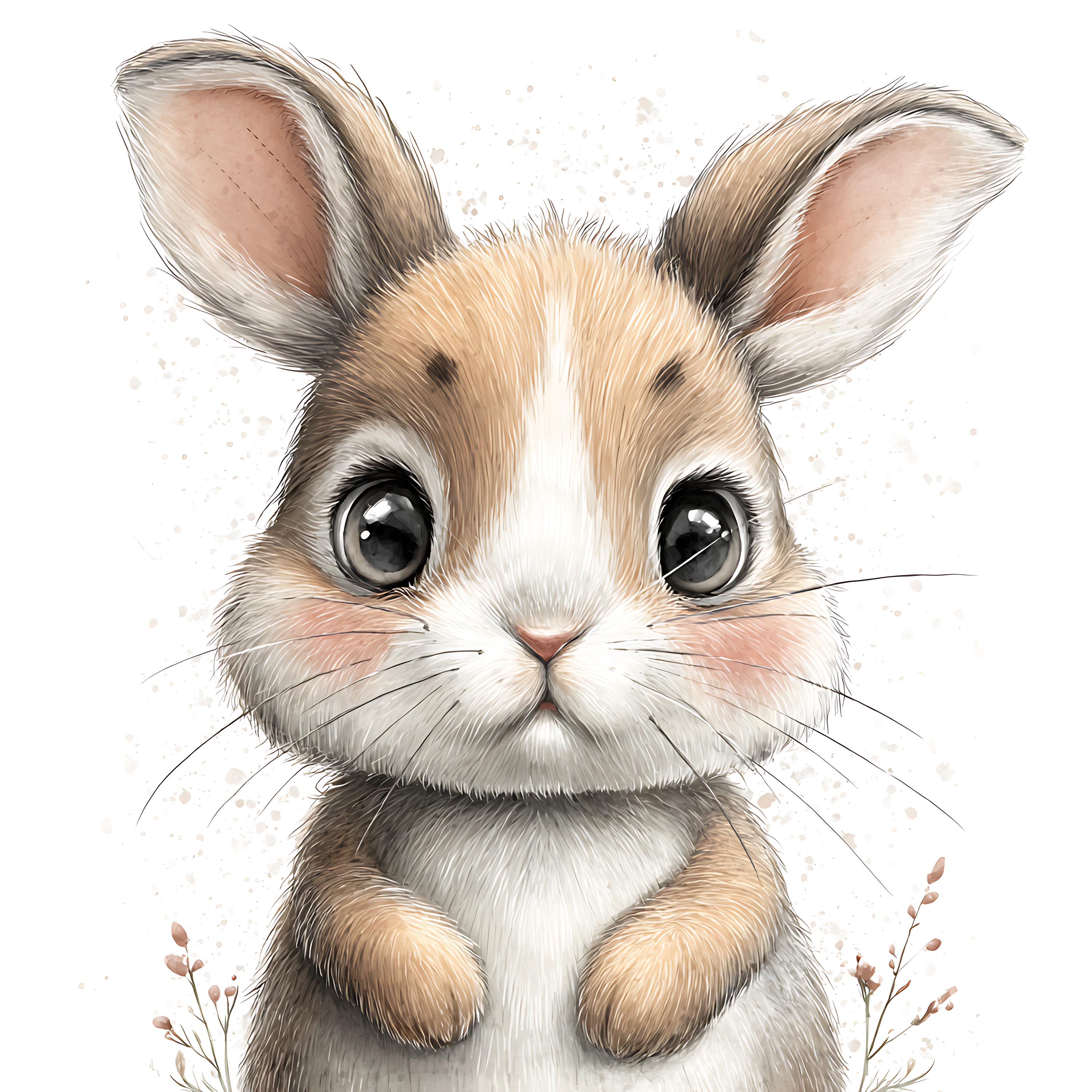Baby Bunny Watercolor Illustration Rabbit Art Print Nursery Wall Decor ...