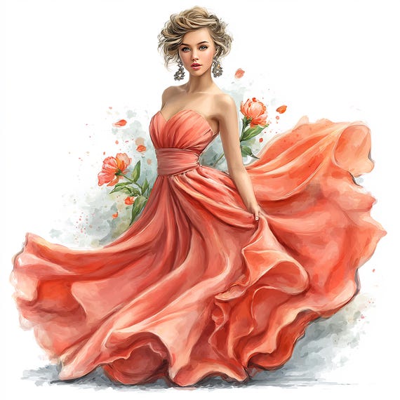 Elegant Evening Gown Watercolor Illustration, Glamorous Woman Art, Luxury  Fashion Portrait, Sophisticated Wall Decor - Etsy Israel