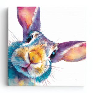 Upside Down Rabbit Drawig Whimsical Watercolor Bunny Illustration, Cute Upside Down Rabbit Art ...