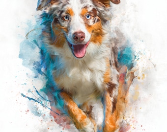Australian Shepherd Wall Art Printable, Aussie Dog Digital Download, Ranch Farmhouse Pet Decor, Dog Lover Gift Artwork
