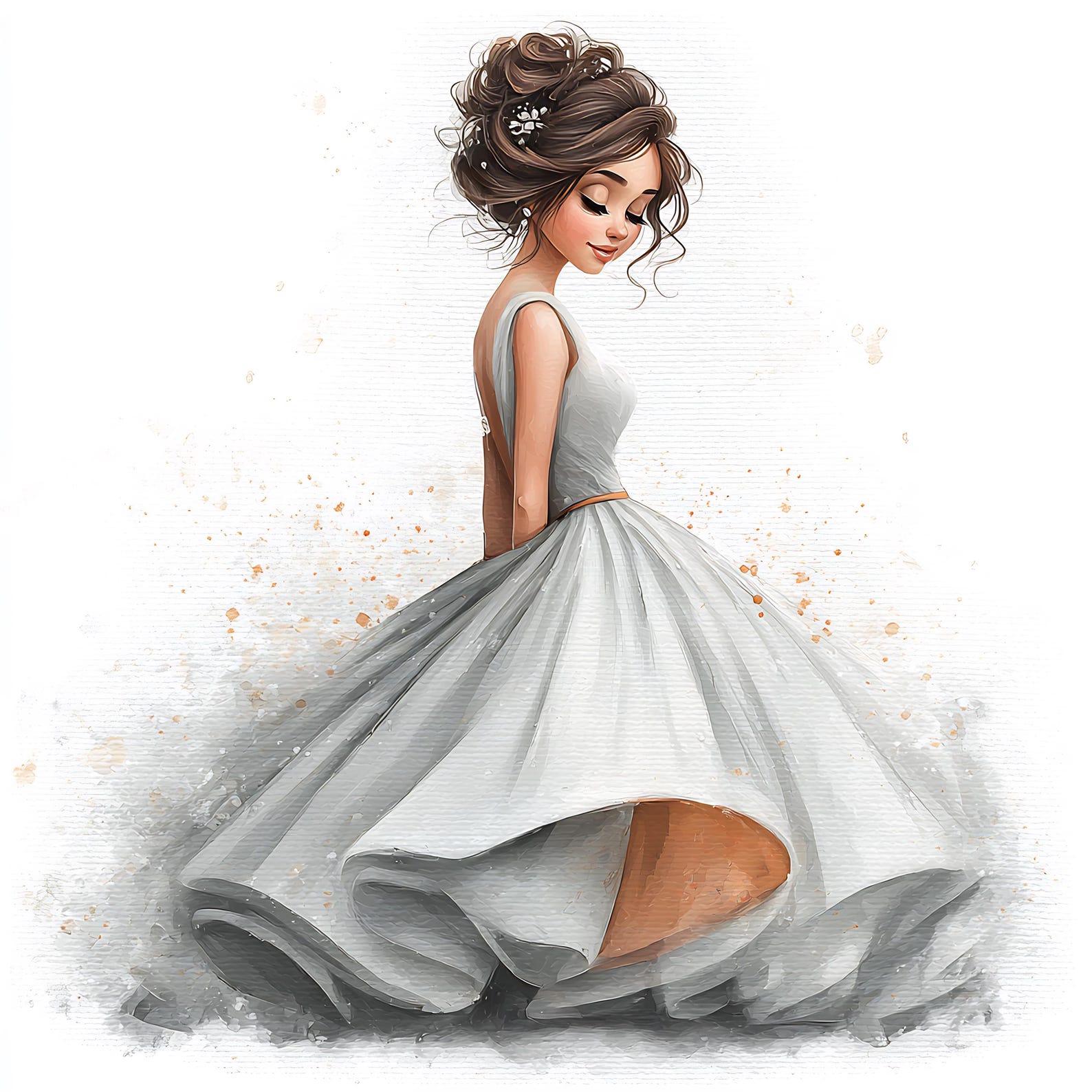 Elegant Evening Gown Watercolor Illustration, Glamorous Woman Art ...