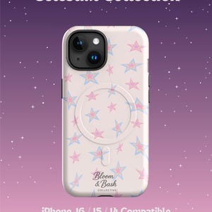 Starry MagSafe iPhone Case – Pastel Pink & Blue – Cute Y2K Aesthetic Phone Cover – iPhone 16 / 15 / 14 Compatible