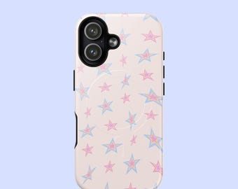 Starry MagSafe iPhone-skal – Pastellrosa & Blått – Sött Y2K-estetiskt mobilskal