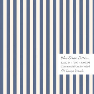 Puede incluir: Un patrón digital con rayas verticales en una combinación de colores azul y crema apagados. La imagen incluye el texto "Blue Stripe Pattern" y detalles sobre el tamaño del archivo y el uso comercial.