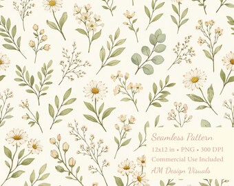 Botanical Floral Digital Paper  12x12